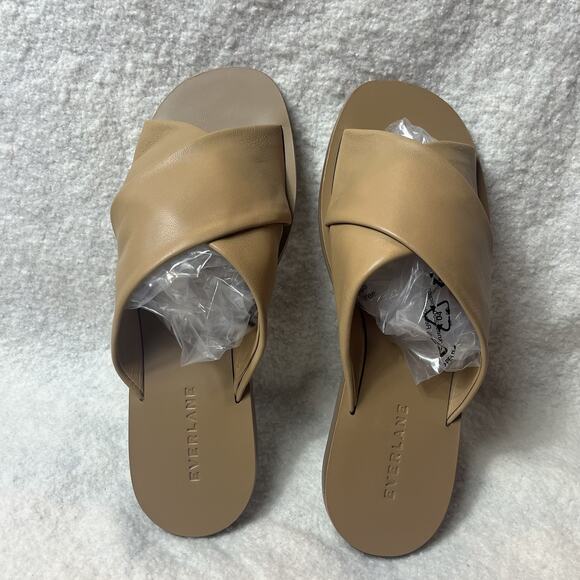Everlane The Day Leather Crossover Sandals Light Brown Women Sz 6 Slip On Slide - Picture 1 of 10